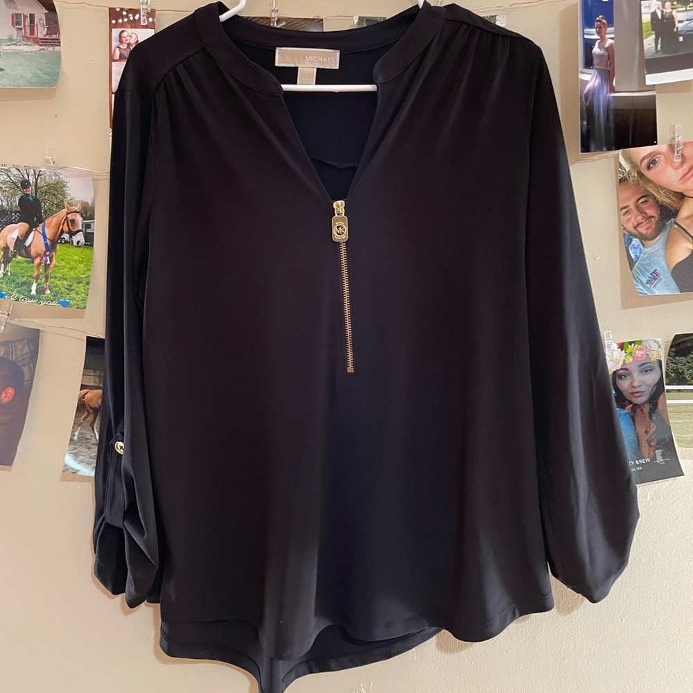 MK black zip blouse NEW
